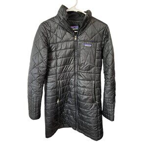 Patagonia Womens Quilted Black Full-Zip Parka Jacket Insulated Warm S